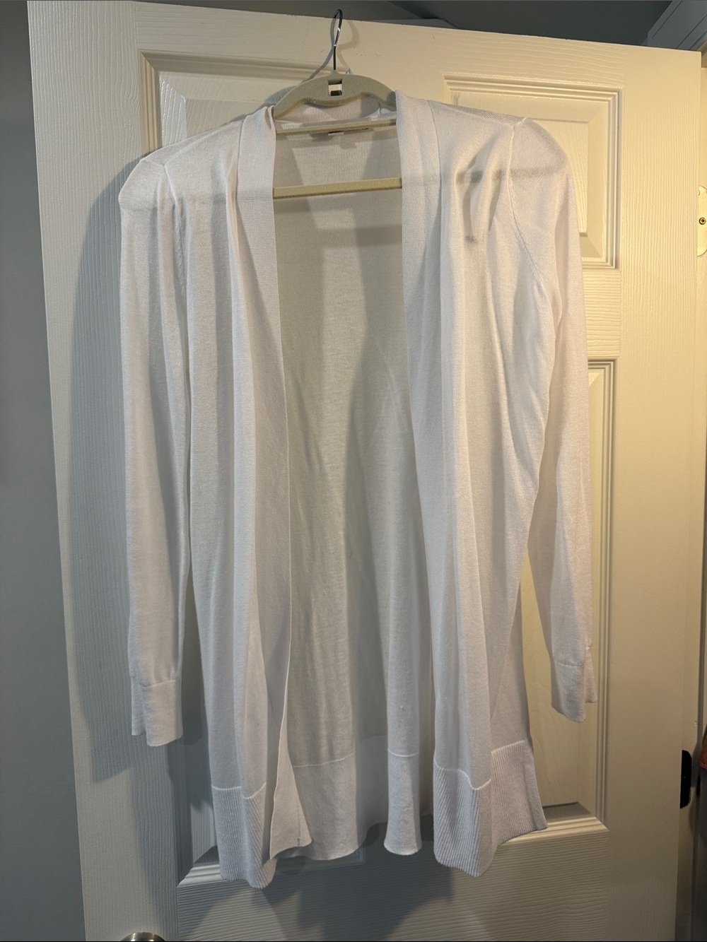 LOFT Lightweight White Open-Front Cardigan